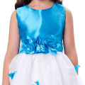 Grace Karin Sleeveless Cheap Flower Girl Dress White and blue CL007552-1
